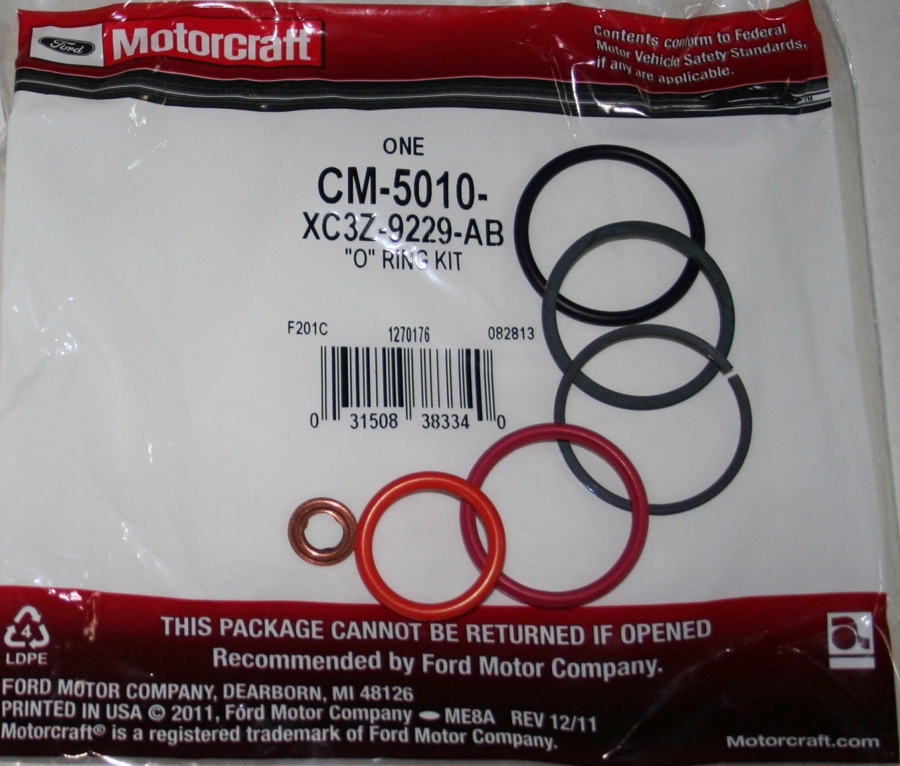 Injector O Ring Kit 7.3 Power Stroke Motorcraft CM 5010 Ford XC3Z 9229